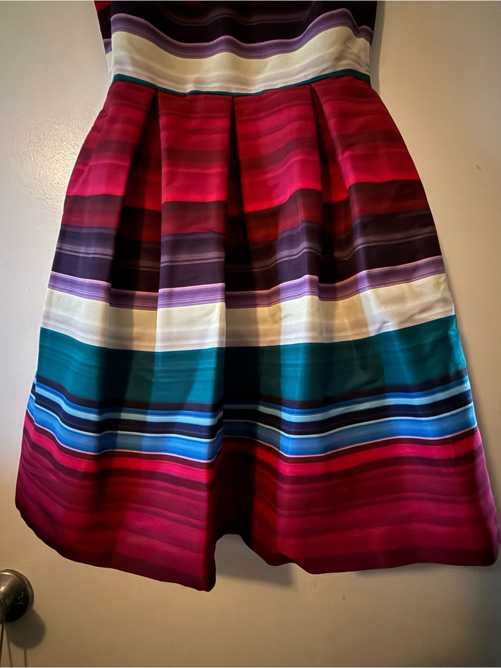 Ted Baker Striped Fit-and-Flare Dress in Berry, Teal & Navy - Picture 4 of 5